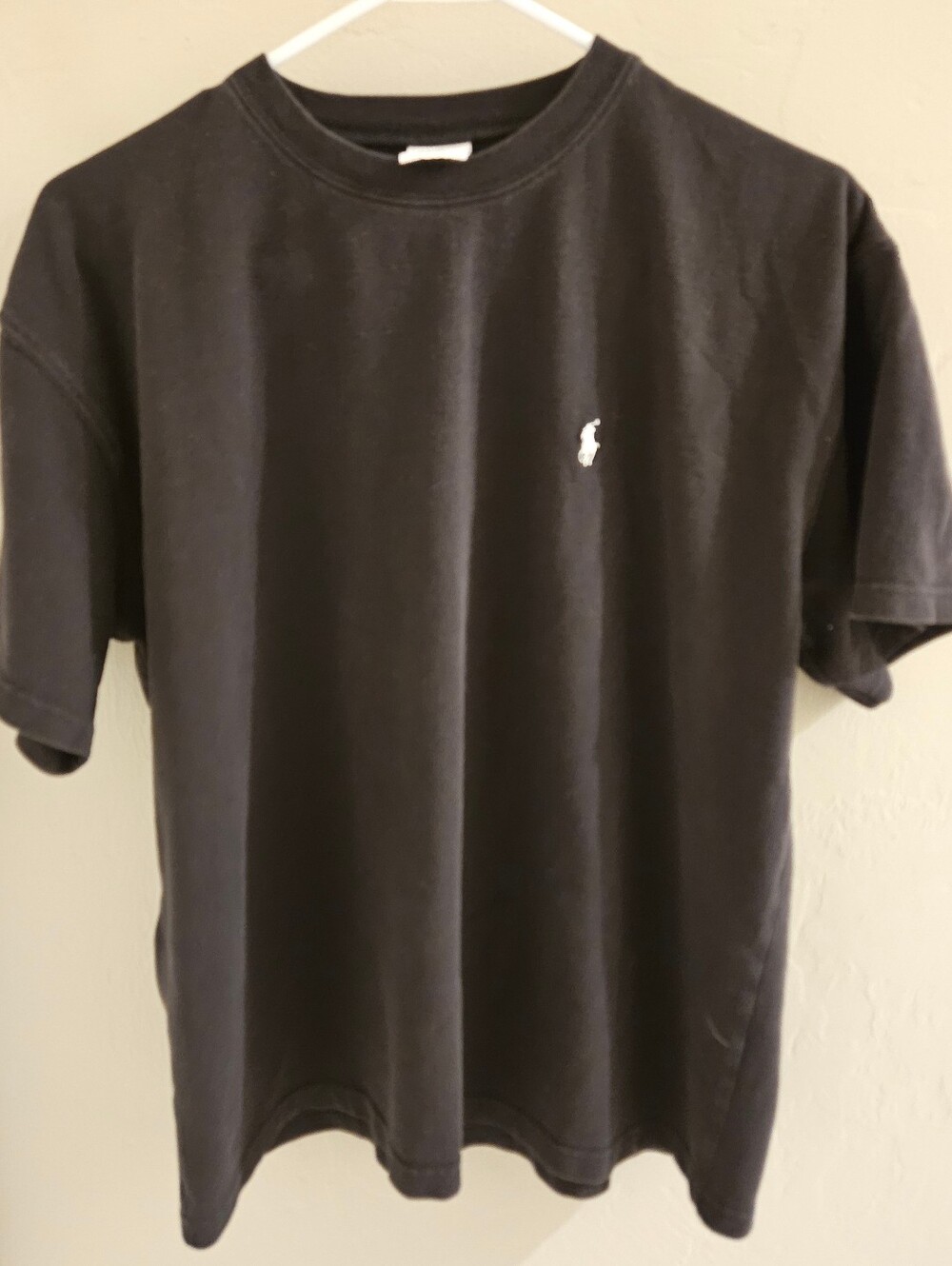 Polo Ralph Lauren Mens Black 100% Cotton Short Sleeve T-Shirt White Pony Logo M